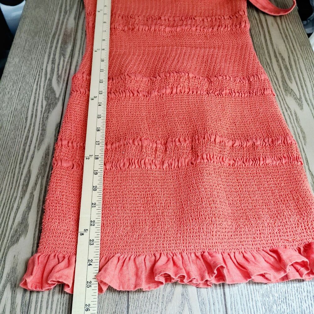 Revolve Capulet Linen Mini‎ Dress L Orange Smocked Resort Vacation - Picture 11 of 11